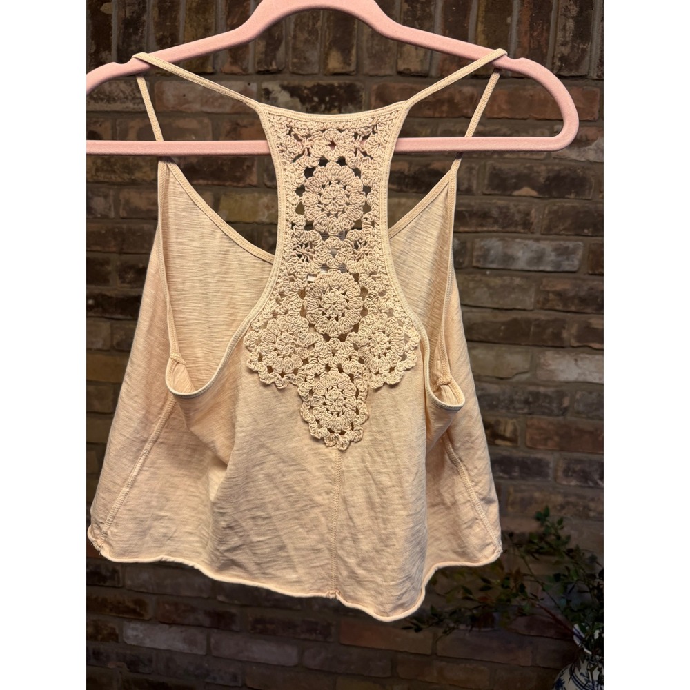 SOLD Womens Crochet Lace Racerback Tank Top Peach Pink Boho Knit Medium NEW